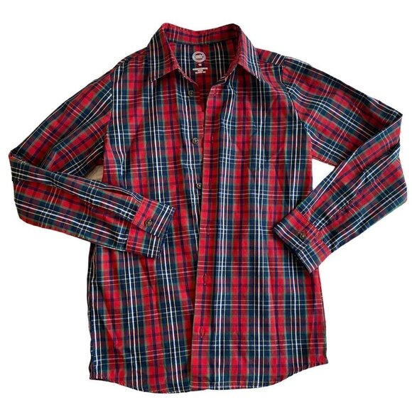 Wonder Nation Classic Red Plaid Long Sleeve Button Down Collared Shirt Size 12 - Picture 1 of 6